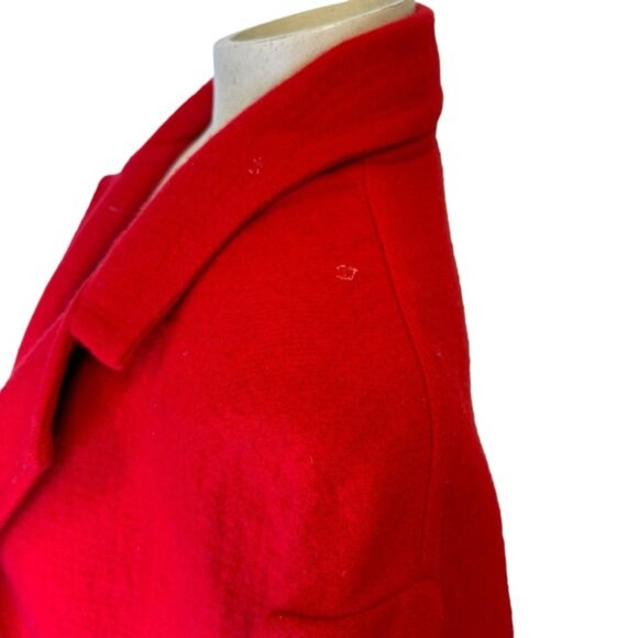 HELMUT LANG Red Wool Blanket Coat Large Oversized Overcoat Pea Coat Jacket - Picture 5 of 14